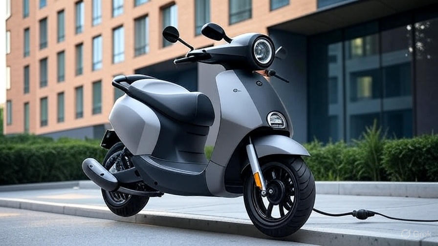 OLA S1 X Gen 2 scooter parked outside an apartment, being charged from a regular 3-pin socket
